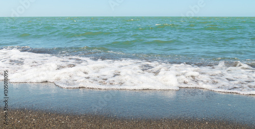 magnetic black sand in the village of Ureki in Georgia.Black sea beach with black sand