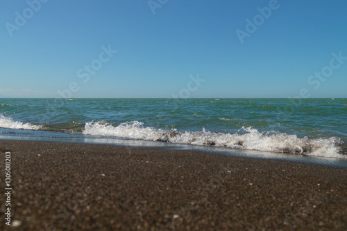 magnetic black sand in the village of Ureki in Georgia.Black sea beach with black sand