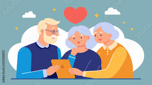 In a therapy session a senior couple reflects on their journey together and rediscovers the love and commitment that brought them together in the first place.. Vector illustration