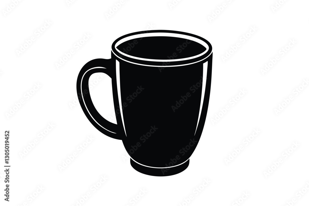 Simple plain ceramic mug with drink silhouette Simple plain ceramic mug with drink silhouette