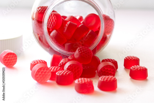 Vitamin B12 Chewable Gummies Spilled from a Bottle