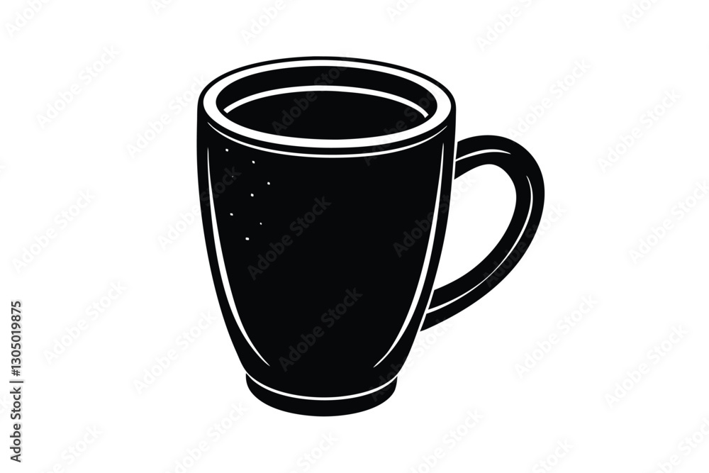 Simple plain ceramic mug with drink silhouette Simple plain ceramic mug with drink silhouette