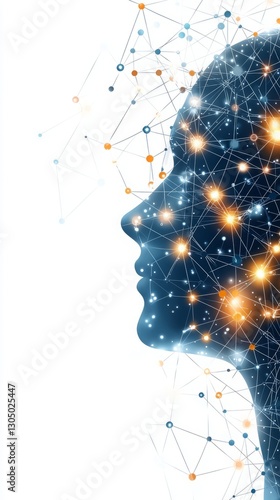 Wallpaper Mural Embracing diversity innovation. A silhouette of a human head filled with glowing stars and connections, symbolizing the intersection of technology and human consciousness. Torontodigital.ca