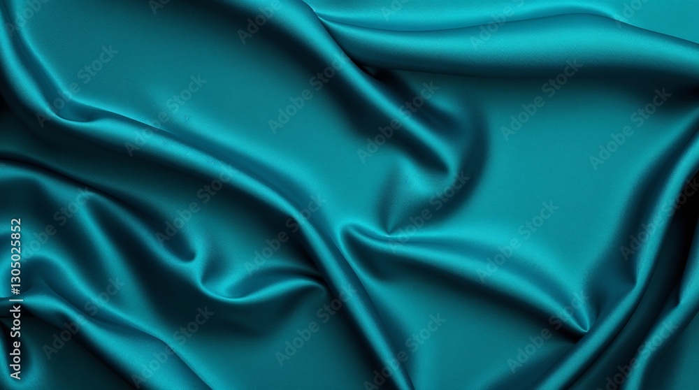 Fototapeta premium Rich teal silk fabric texture background with luxurious drapes