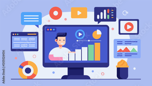 Viewers can customize their realtime data feed preferences choosing which stats they want to see displayed during the broadcast making it a personalized viewing experience.. Vector illustration