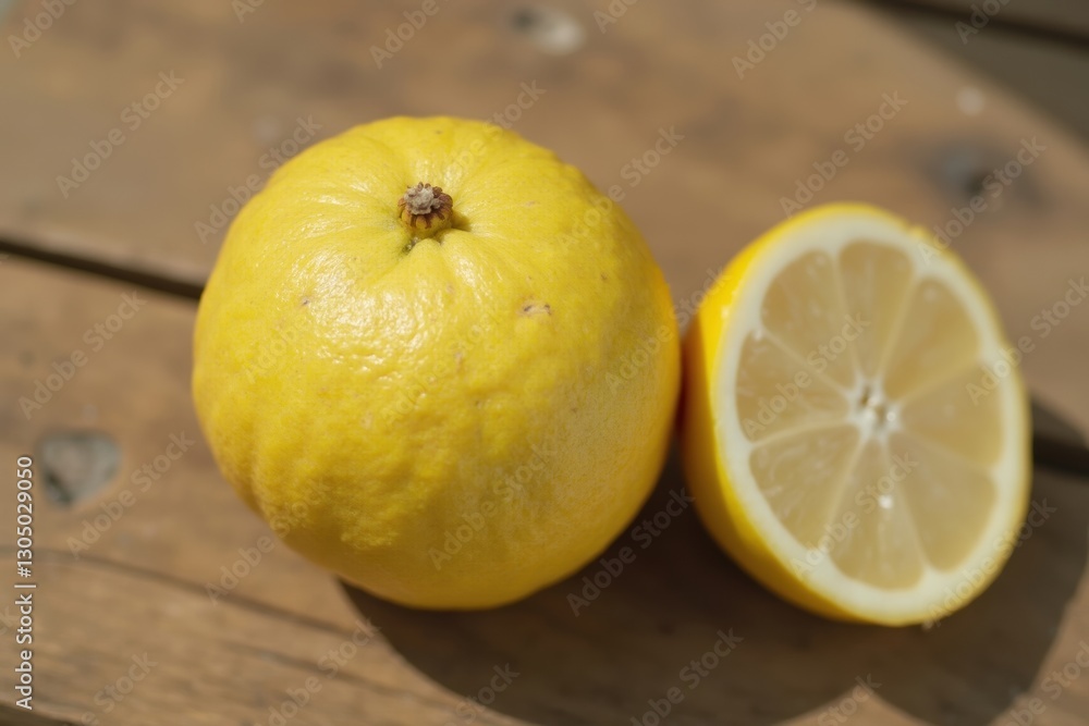 A Close up of a Lemon Sitting on Top of a Table - Generative AI A Close up of a Lemon Sitting on Top of a Table - Generative AI