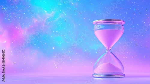 Hourglass on Abstract Cosmic Background with Soft Colors and Stars