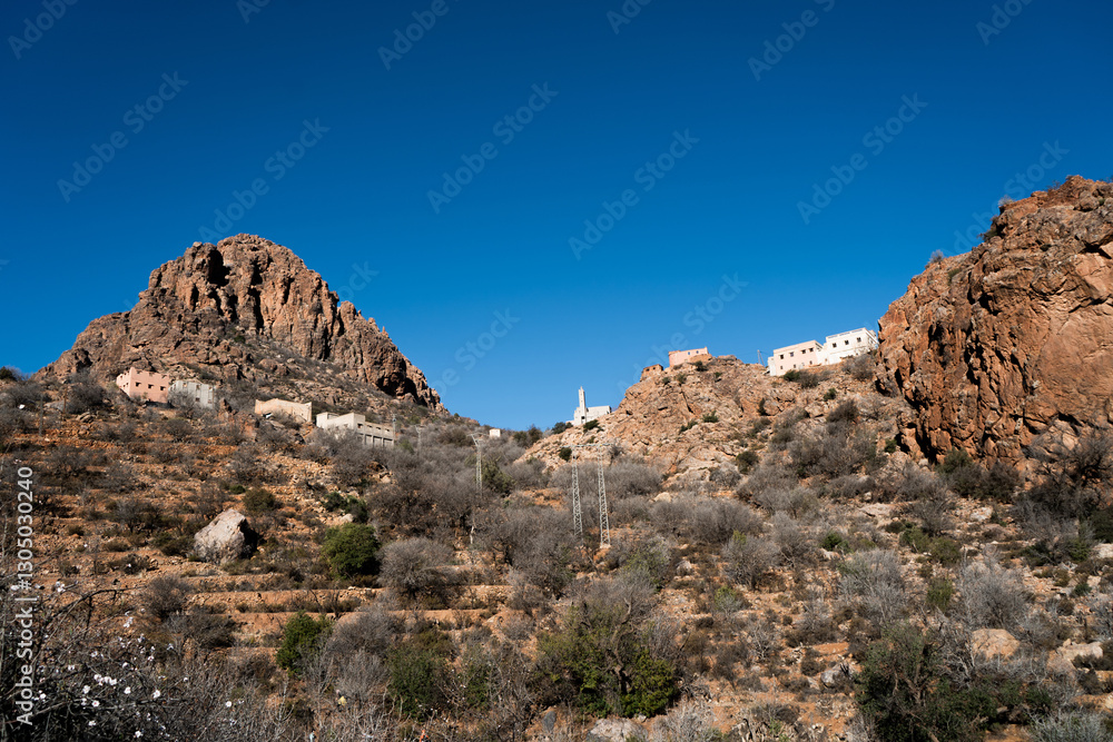 Traditional Berber House on a Rocky Hill in Tafraoute, Morocco – Remote Mountain Architecture Traditional Berber House on a Rocky Hill in Tafraoute, Morocco – Remote Mountain Architecture