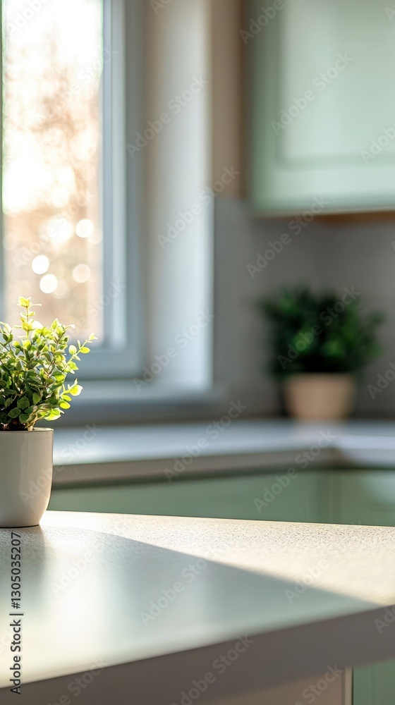 Plant on Kitchen Counter by Window Adds Natural Light and Warmth Plant on Kitchen Counter by Window Adds Natural Light and Warmth