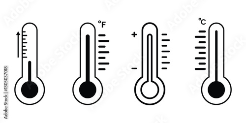 Thermometer icon. Hot, cold temperature vector. Warm, freeze weather. Celsius, degree.
