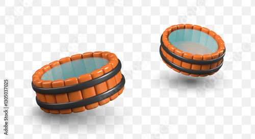 Foto Round wooden pool with water