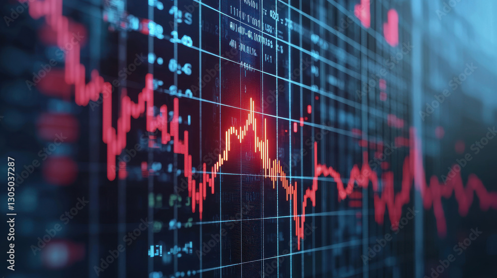 Visualize financial data with glowing stock market chart showing trends Visualize financial data with glowing stock market chart showing trends