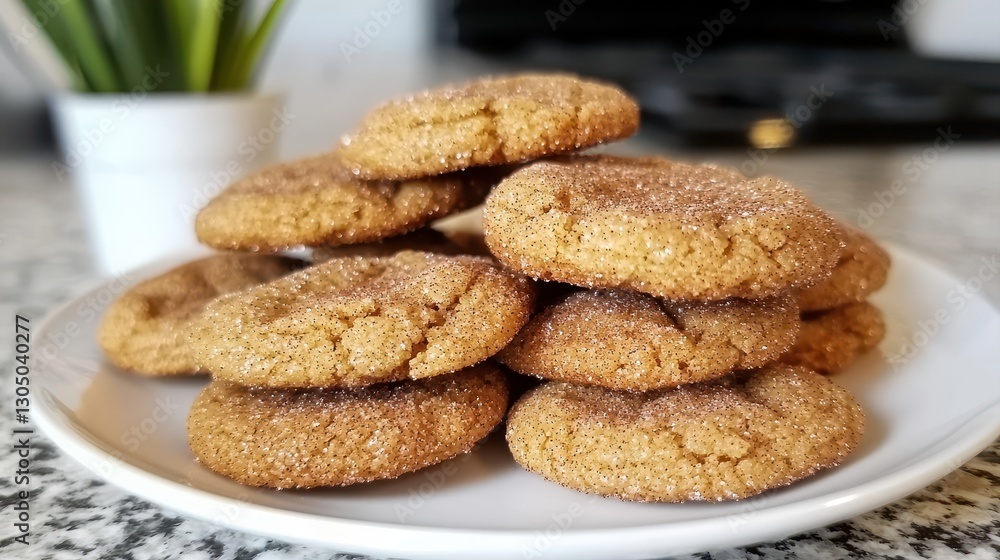 A plate of delicious, freshly baked cookies stacked high, showcasing their golden-brown texture and inviting appearance. A plate of delicious, freshly baked cookies stacked high, showcasing their golden-brown texture and inviting appearance.