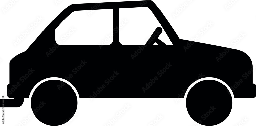 Black silhouette of schematic simplified car Black silhouette of schematic simplified car