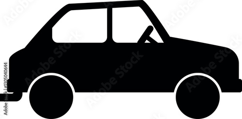 Black silhouette of schematic simplified car