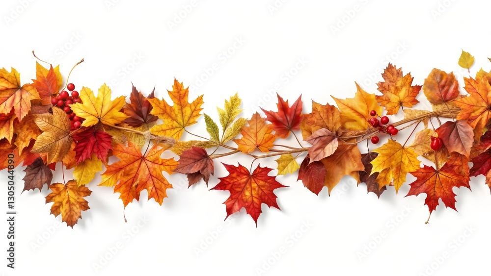 Autumnal foliage arrangement featuring vibrant fall leaves and red berries, perfect for seasonal designs and decorations. Autumnal foliage arrangement featuring vibrant fall leaves and red berries, perfect for seasonal designs and decorations.