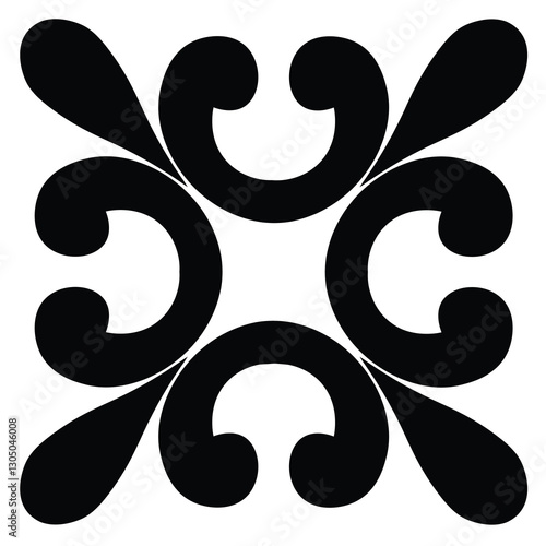 Floral Design A classic black and white floral design element featuring elegant, curved leaves and intricate detailing. Ornamental Perfect for use in decorative borders, logos