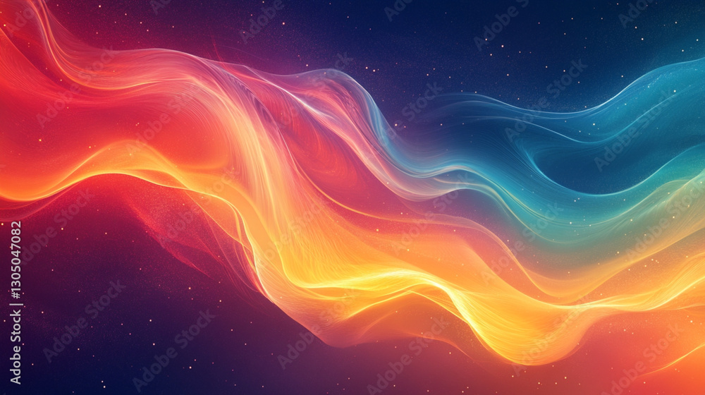 A colorful wave of light with a blue and orange section A colorful wave of light with a blue and orange section
