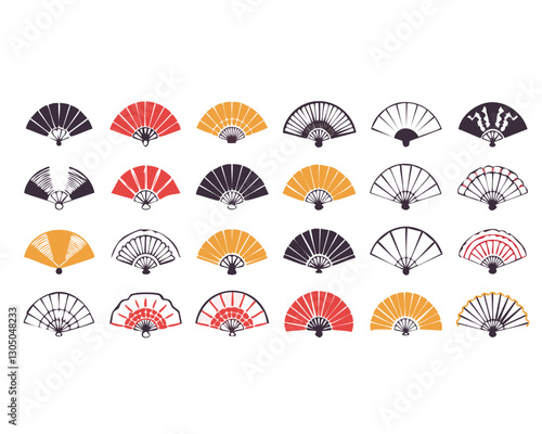 set of handy fans icons