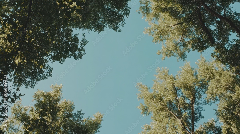 Obraz premium Forest Canopy Frame Sunlight Blue Sky