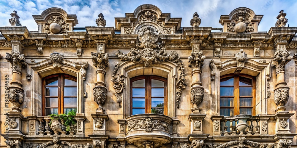 Fototapeta premium Antique Architectural Design: Ornate Facade of Historic Building