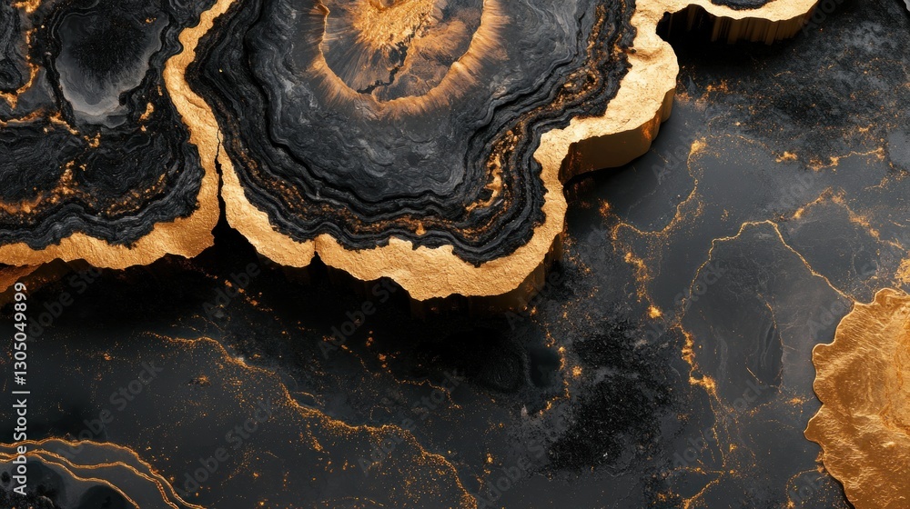 Fototapeta premium Abstract gold and black textured layers