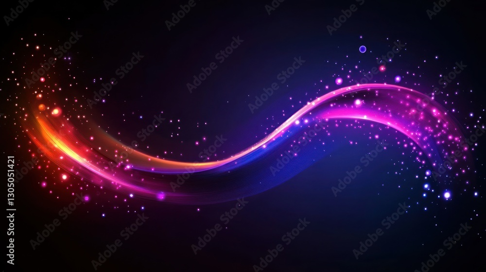 Abstract glowing waves, dark background, sparkles, digital design Abstract glowing waves, dark background, sparkles, digital design