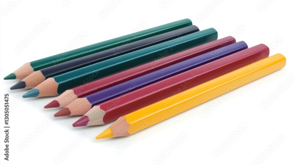 Colorful pencils arranged on white background Colorful pencils arranged on white background