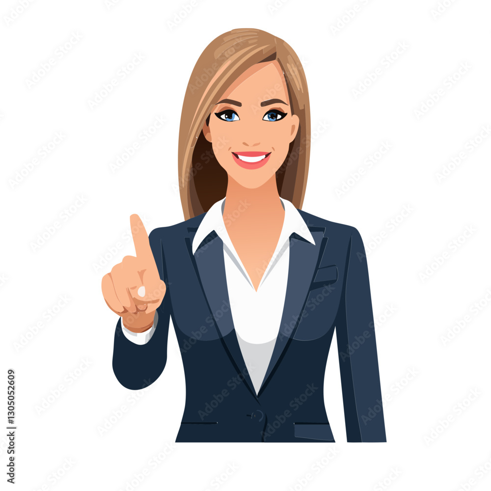 Young woman manager pointing finger at camera and smiling. Young woman manager pointing finger at camera and smiling.