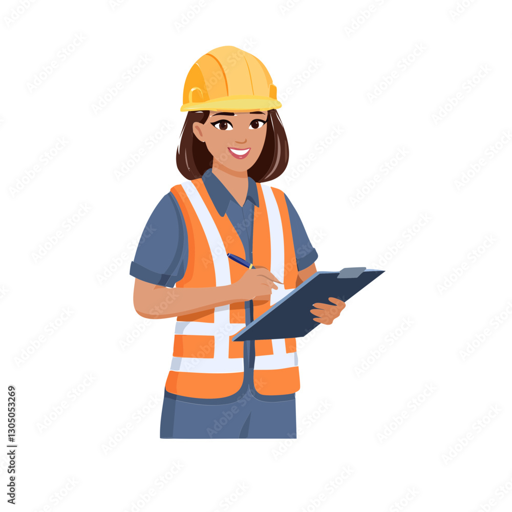 Young foreman in safety jacket taking notes on clipboard. Young foreman in safety jacket taking notes on clipboard.