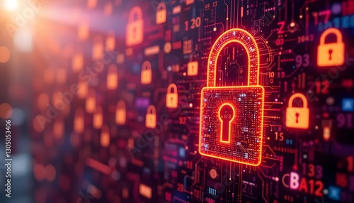 Digital Security Concept with Lock Symbol Representing Cyber Protection and Data Privacy in Technology Background