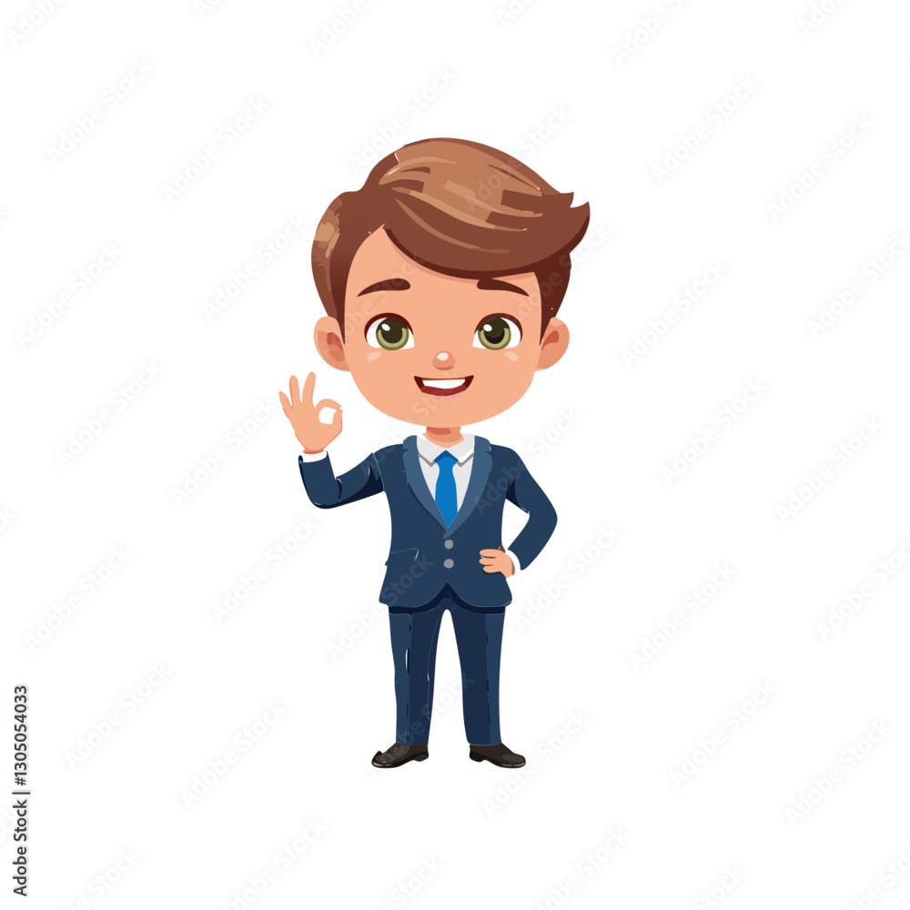 Cute businessman with formal suit and ok sign Cute businessman with formal suit and ok sign