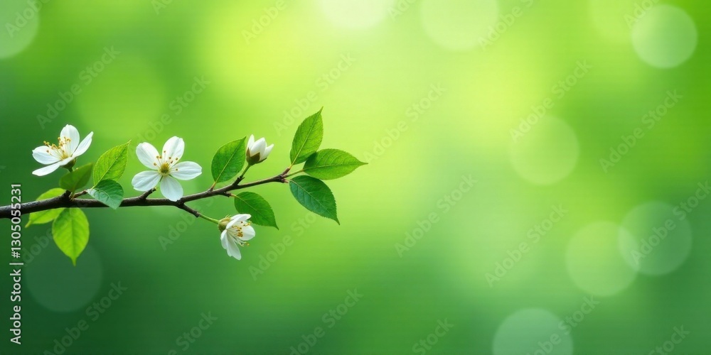 Serene Spring Blossoms Delicate white flowers on a vibrant green branch, bathed in soft sunlight against a bokeh backdrop, symbolizing renewal and the beauty of nature's artistry. Serene Spring Blossoms Delicate white flowers on a vibrant green branch, bathed in soft sunlight against a bokeh backdrop, symbolizing renewal and the beauty of nature's artistry.