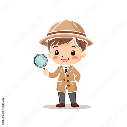 cute detective bring a magnifying glass
