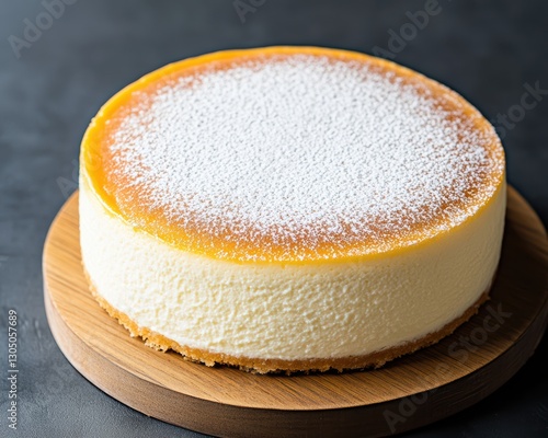 Fluffy Japanese Cheesecake with Golden Top and Powdered Sugar Dust