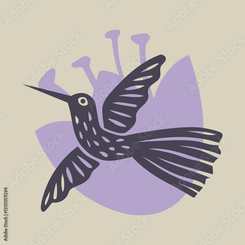 Flying hummingbird bird. Design template for logo, icon, pattern, print. Vector illustration.eps