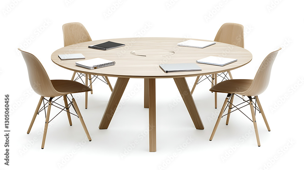 Fototapeta premium A wooden table with four chairs around it