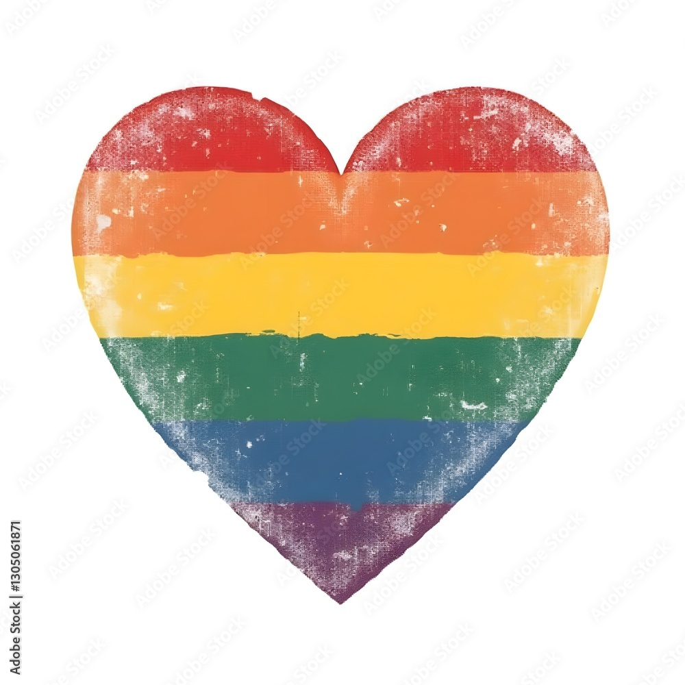 Obraz premium A Rainbow-colored Heart with Grunge Texture – Pride Month Celebration, Rainbow Flag, Love and Acceptance, LGBTQ+ Community