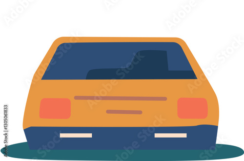 Car submersed on water vector illustration