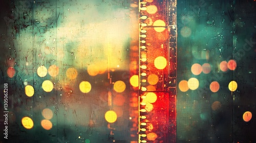 Retro Filmstrip with Perforated Edges Soft Blur and Dramatic Light Leaks for Nostalgic Cinematic Visuals