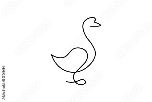 Minimalist swan illustration with continuous lines, simple design suitable for a logo or icon.