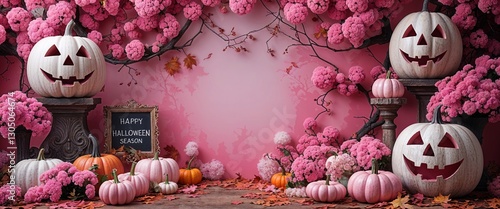 elegant pink theme Halloween season abstract background concept backdrop illustration cartoon