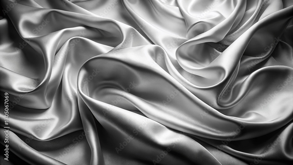 Fototapeta premium Black and White Textured Background with Satin Fabric Drape - Double Exposure Stock Photo