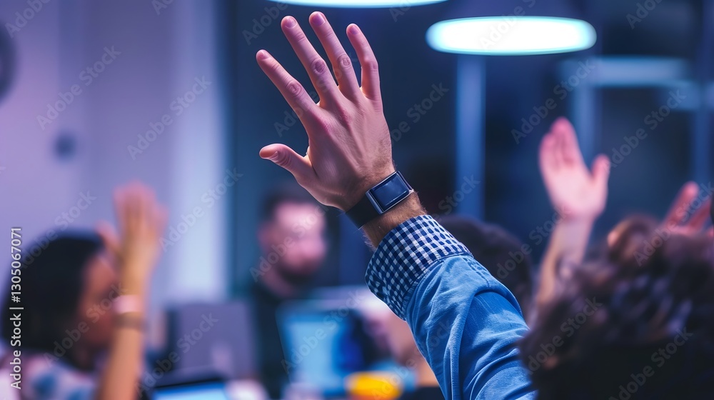 © chartchai - Remote Employees Raising Hands in Virtual Video Call for and Discussion
