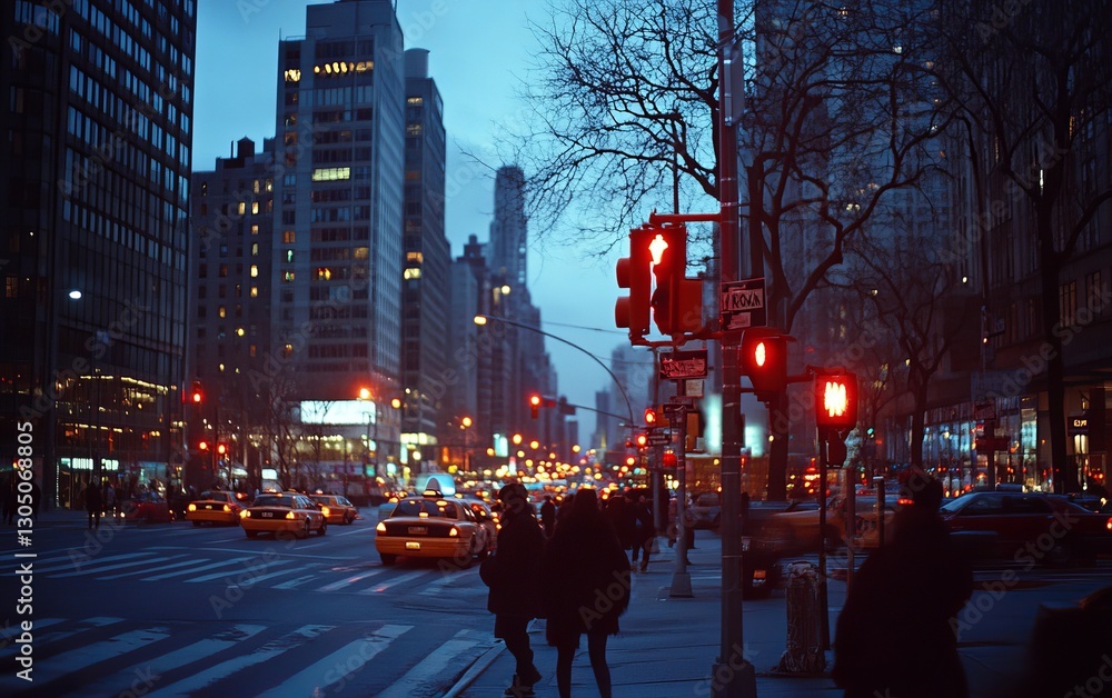 Fototapeta premium downtown street shot, natural lighting at twilight