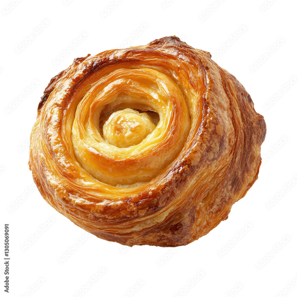 Obraz premium Delectable Danish Pastry: An inviting, golden-brown danish pastry is artfully presented, revealing layers of flaky dough and a sweet, inviting filling.