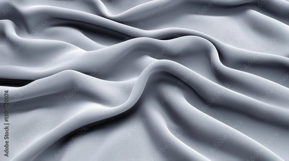 Fototapeta premium Soft gray fabric with elegant draping and textured pattern.