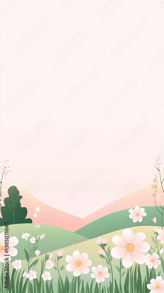 Obraz premium Dreamy Nature Scene with Blooming Wildflowers, Blooming Wildflowers in Soft Focus, Soft Focus Dreamy Nature Scene