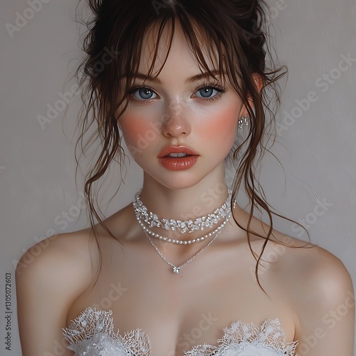 Elegant Woman Portrait, Studio Background