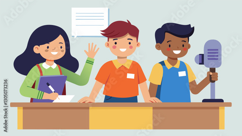 With the days events and reminders delivered the student broadcasters sign off with a heartfelt message leaving the school buzzing with excitement and anticipation for whats to. Vector illustration